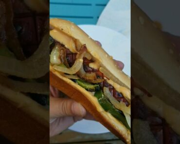 LOADED hotdogs with onions, peppers and special sauce #shorts #bbq
